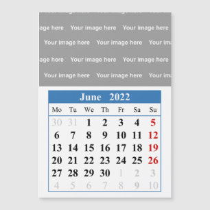 Calendrier de juin 2022 Carte magnétique