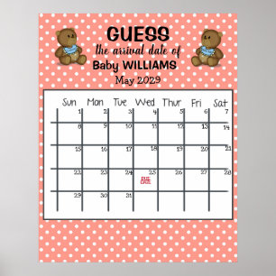 Calendrier de la date d'échéance avec affiche d'ou