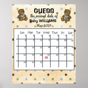 Calendrier de la date d'échéance avec affiche d'ou