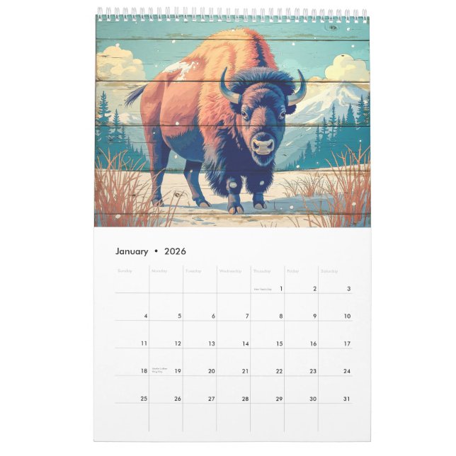 Calendrier de la faune de Yellowstone (Jan 2026)