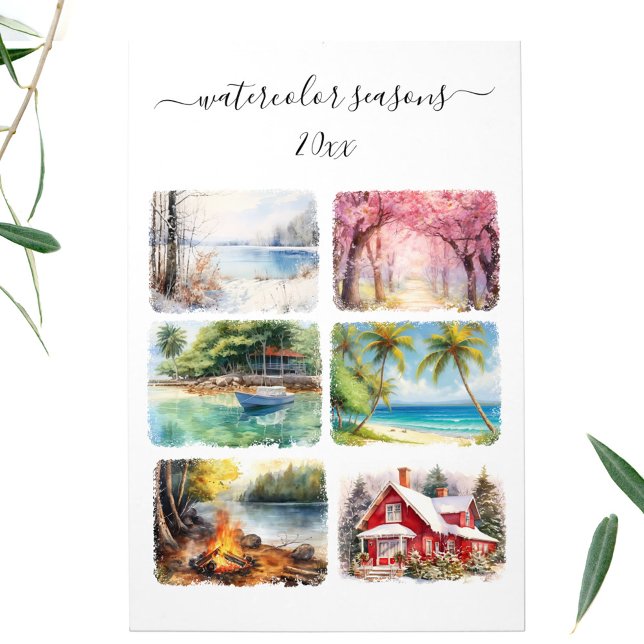 Calendrier de la paroi d'oblat saisonnier aquarell (Watercolor Seasonal Oblong Wall Calendar)