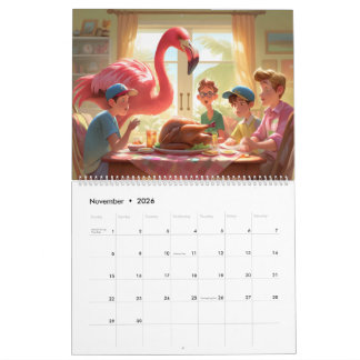 Calendrier de la paroi du Flamant rose 2026