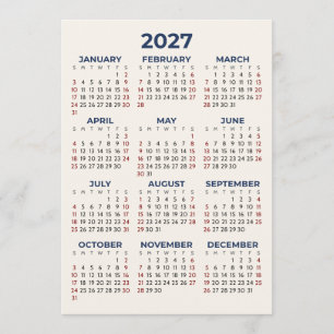 Calendrier de l'année 2027 Votre Couleurs Carte Si