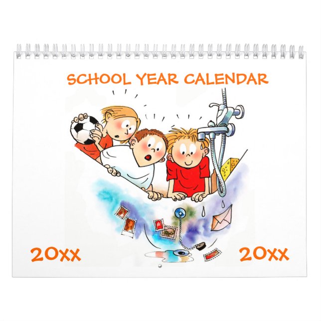 Calendrier de l'année scolaire Orange pour les enf (Protection)
