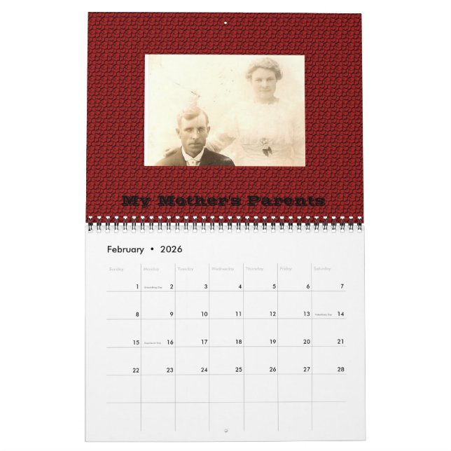 Calendrier de l'arbre généalogique de la famille d (Feb 2026)