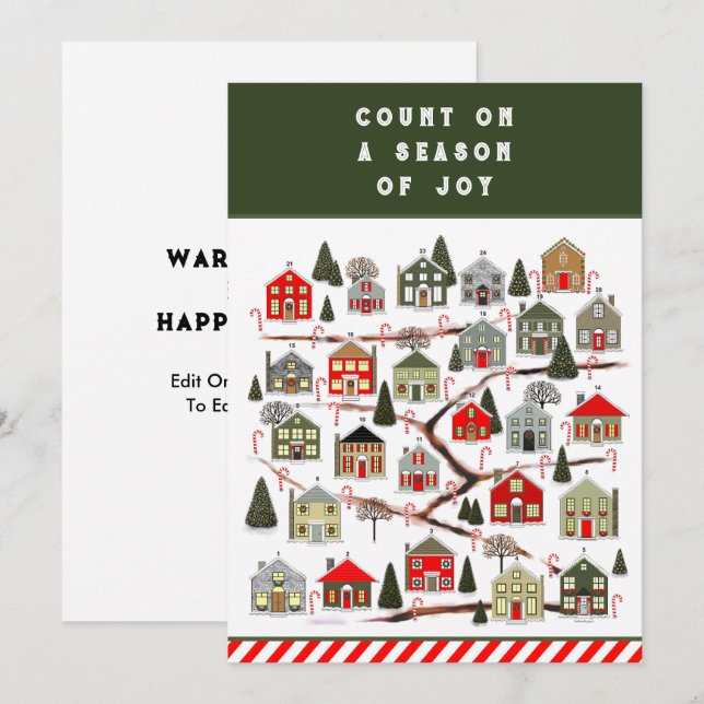 Calendrier de l'Avent de Noël Cartes de fin de ann (Devant / Derrière)
