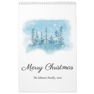 Calendrier de Noël hivernal neige