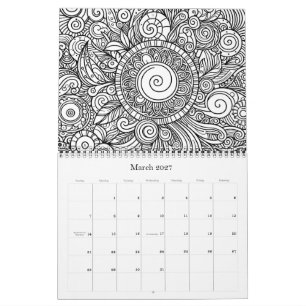Calendrier de pages de coloriage de fleurs d'art d