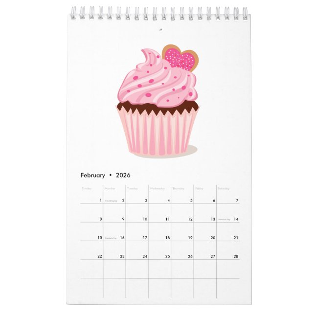 Calendrier de pâtisserie de petit gâteau (Feb 2026)