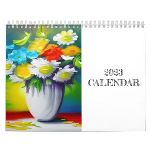 Calendrier de peinture des fleurs de couleurs vive