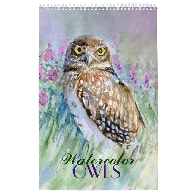 Calendrier de peintures de hiboux d'aquarelle (Protection)