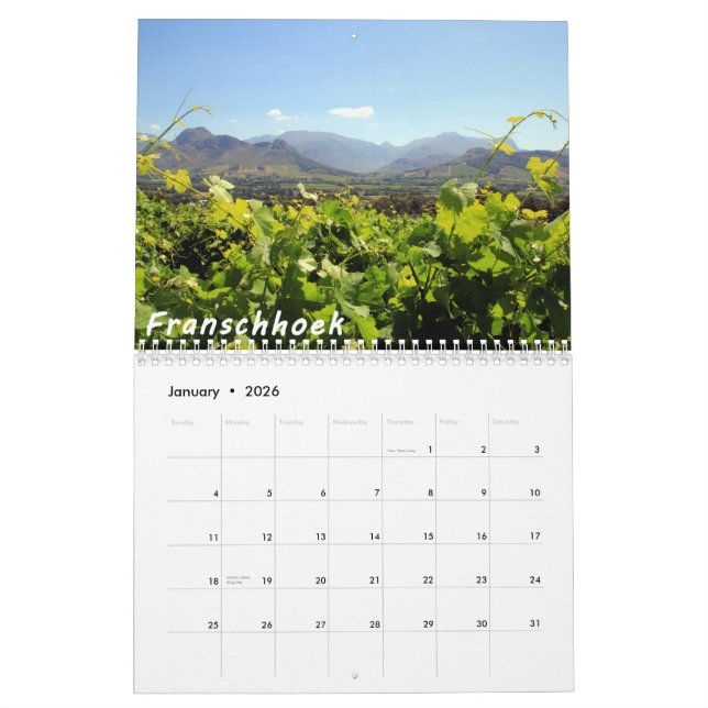 Calendrier de photo de destination de voyage de (Jan 2026)