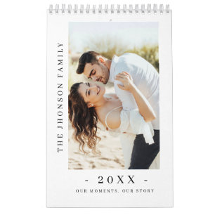 Calendrier de photos de couple moderne minimaliste