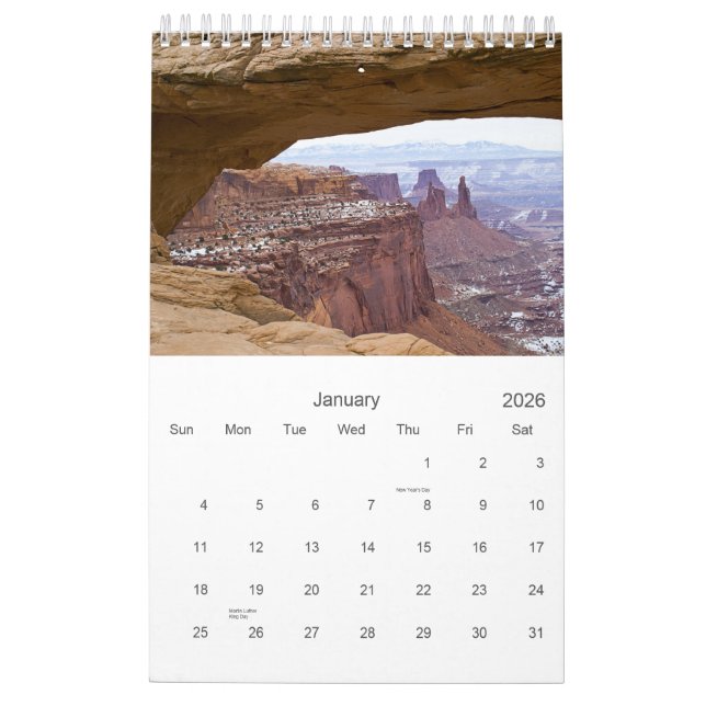 Calendrier de photos de nature (Jan 2026)