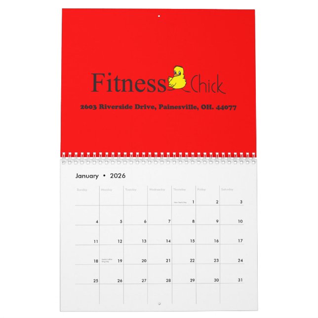 Calendrier de poussin de forme physique (Jan 2026)