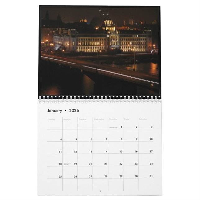 Calendrier de Prague 2011 de nuit (Jan 2026)