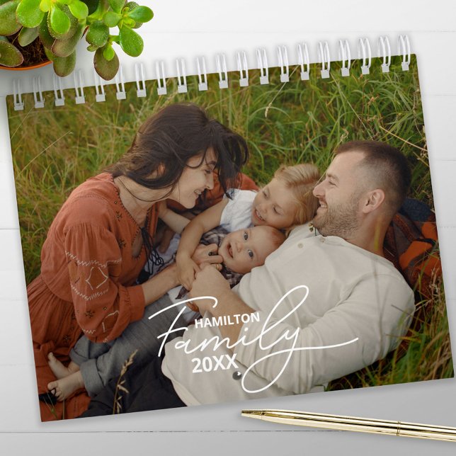 Calendrier de script chic de photo personnalisée d (Créateur téléchargé)