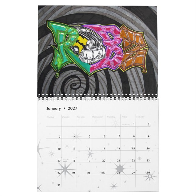 Calendrier de Sketchin 2010 de graffiti (Jan 2027)