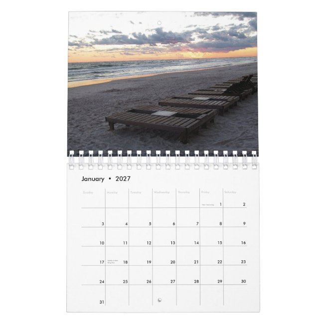 Calendrier de Sun et de surf (Jan 2027)
