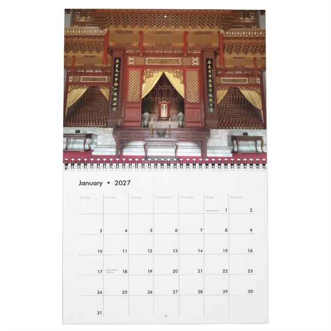 Calendrier de Taïwan (Jan 2027)