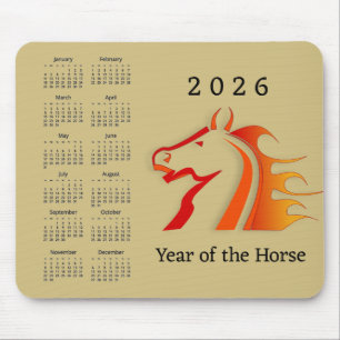 Calendrier de tapis de souris à motif de l'année d