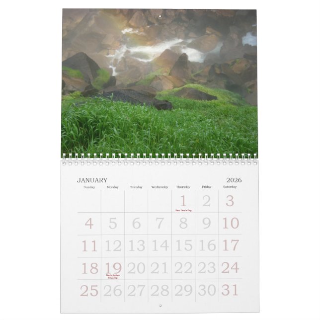 Calendrier de Yosemite (Jan 2026)