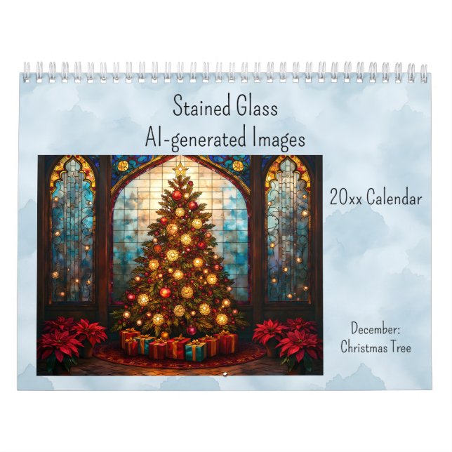 Calendrier December Christmas Tree Stained Glass AI-generated (Protection)