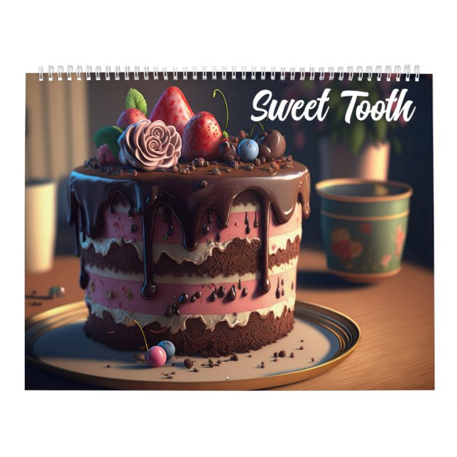 Calendrier Dent sucrée, Desserts de gâteau colorés (Protection)
