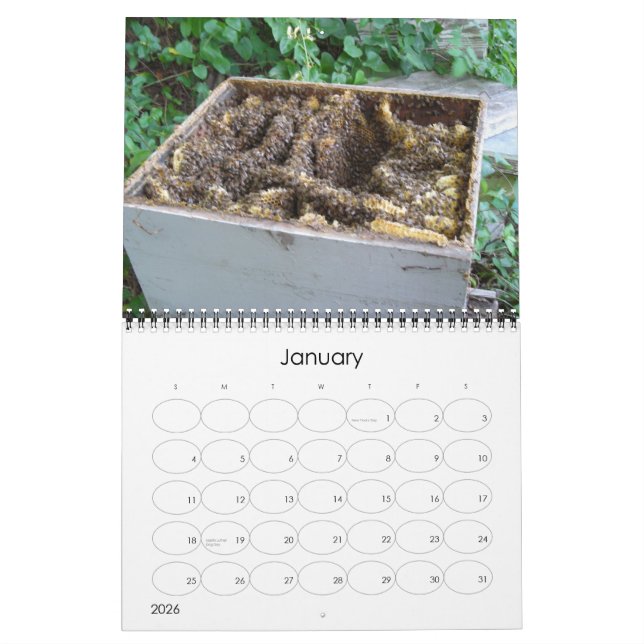 Calendrier des abeilles heureux (Jan 2026)