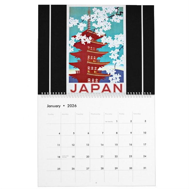 Calendrier des affiches Vintage voyage (Jan 2026)