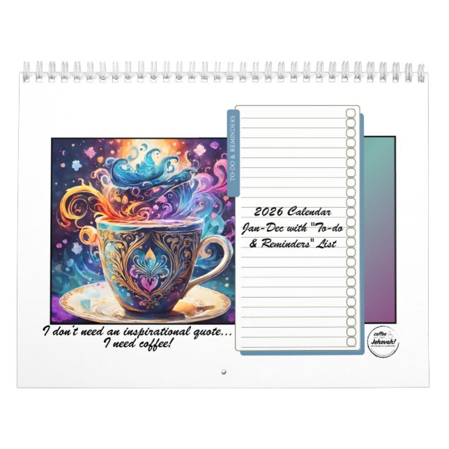 Calendrier des Amoureux du Café 2026 12 mois  (Protection)