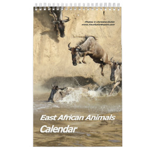 Calendrier des animaux d'Afrique de l'Est (une pag