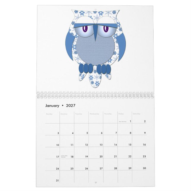 Calendrier des chouettes (Jan 2027)