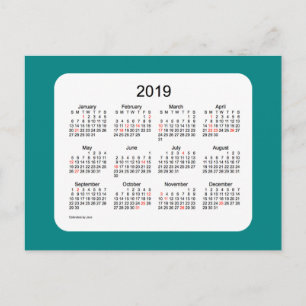 Calendrier des Fêtes 2019 par Janz Teal Carte Post
