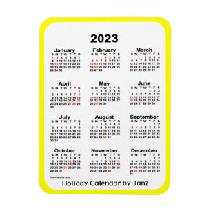Calendrier des Fêtes Jaunes 2023 par Janz Magnet