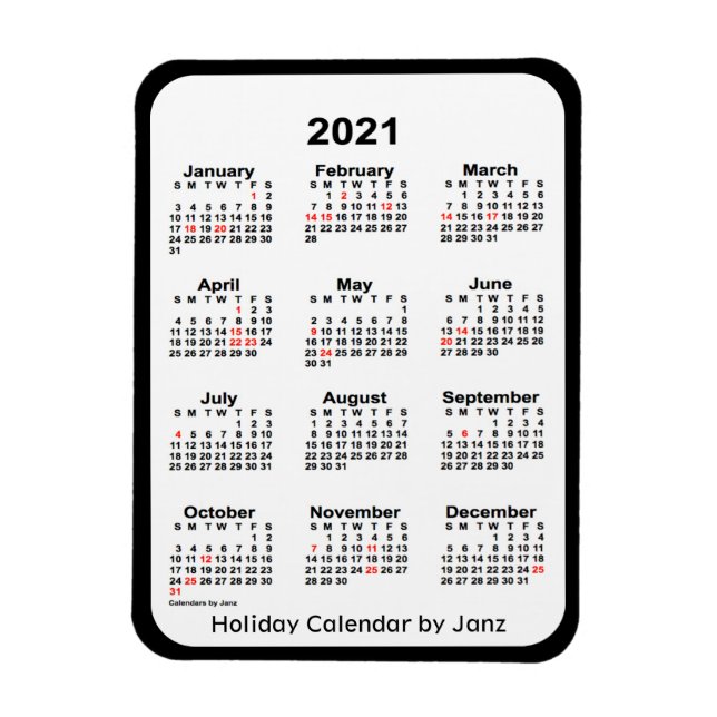 Calendrier des fêtes noires 2021 par Janz Magnet (Vertical)