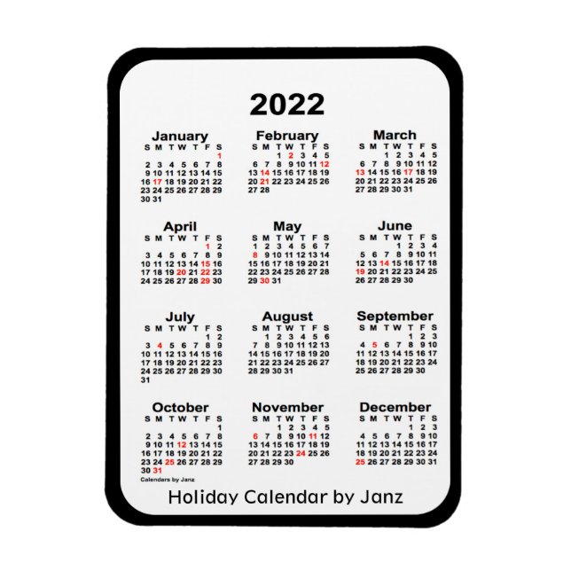 Calendrier des fêtes noires 2022 par Janz Magnet (Vertical)