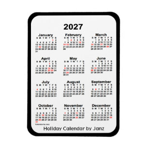 Calendrier des fêtes noires 2027 par Janz Magnet