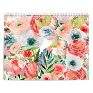 Calendrier des fleurs d'aquarelle
