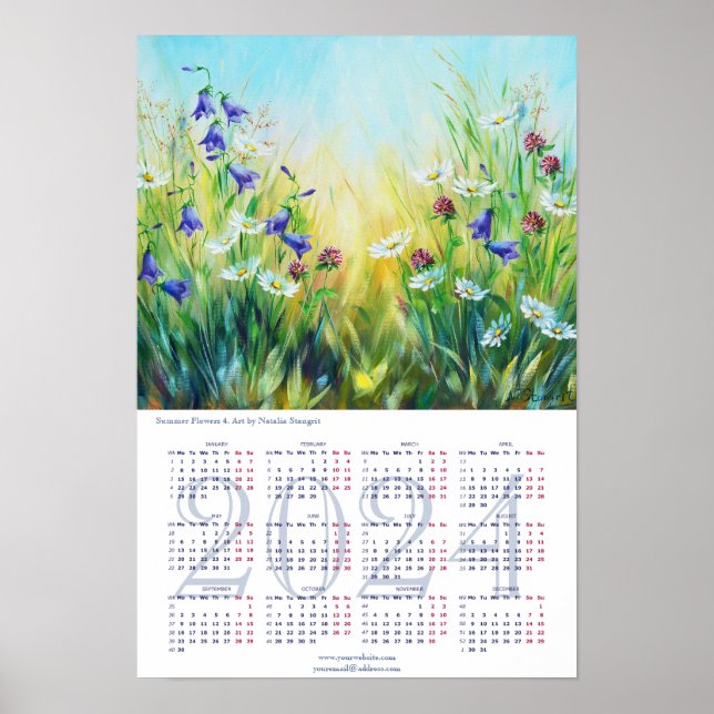 Calendrier des Fleurs d'été 2024 Poster (Devant)
