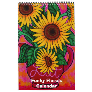 Calendrier des fleurs funky à une page