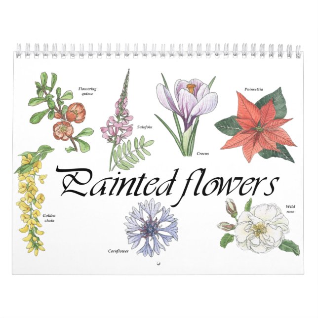 Calendrier des fleurs peintes avec dessins botaniq (Protection)