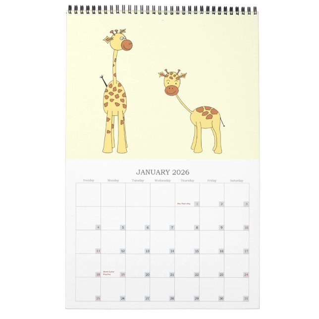 Calendrier des girafes 2013. Caricatures mignonnes (Jan 2026)