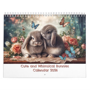 Calendrier des lapins mignons et Whimsical