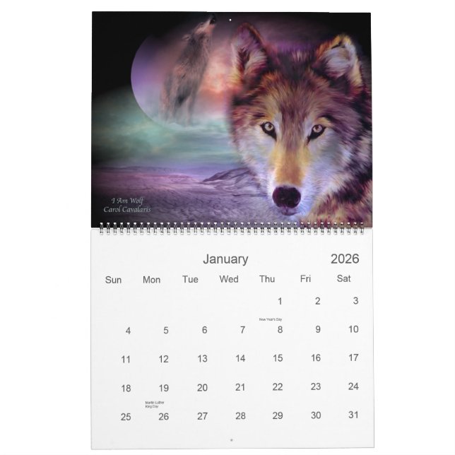 Calendrier des loups 2011 d'esprit (Jan 2026)