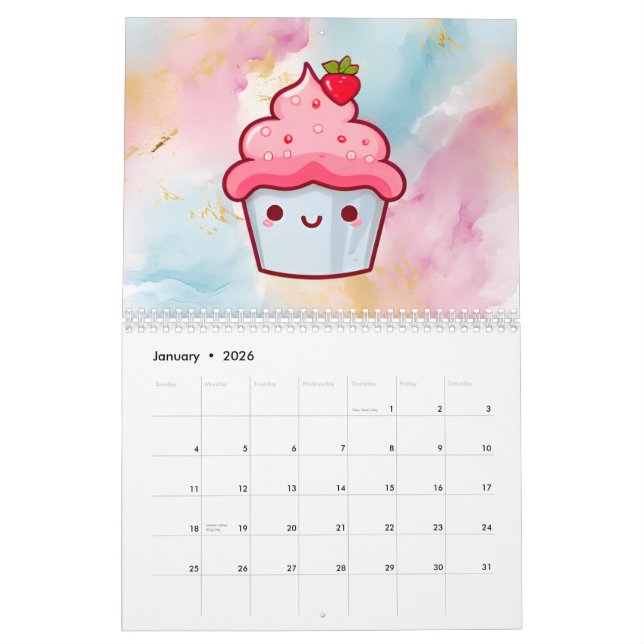 calendrier des muffins de nourriture de cupcake Cu (Jan 2026)