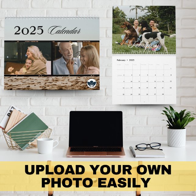 Calendrier des murs de voyage en bande de film noi (Travel Wall Calendar in Black and Beige Filmstrip)