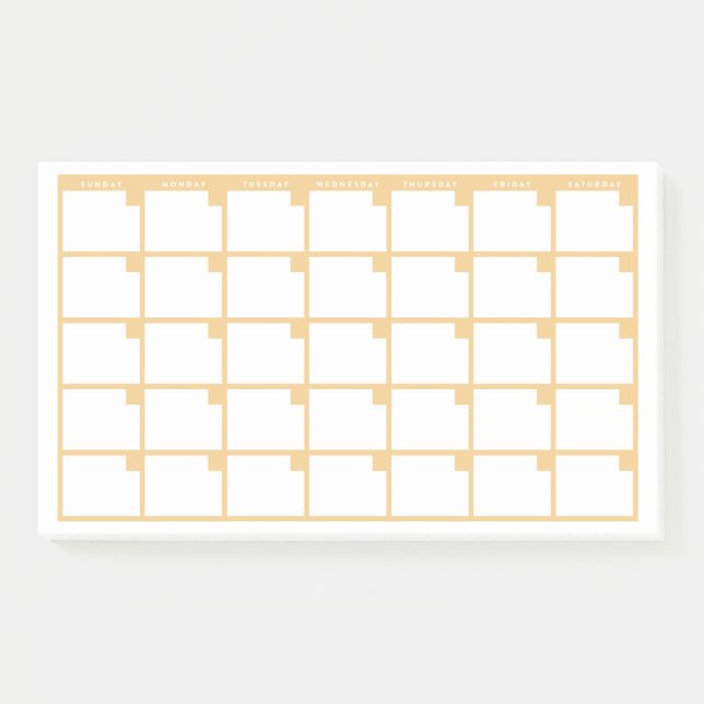 Calendrier des notes post-it jaunes non datées (Devant)