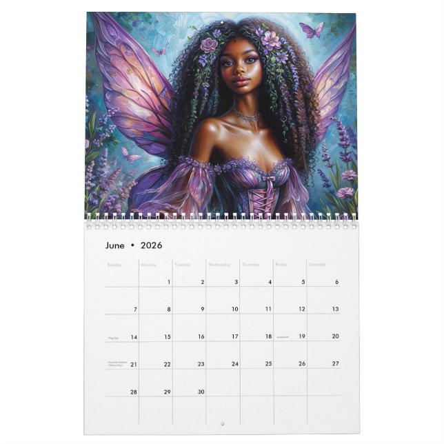 Calendrier des oeuvres d'art pour filles noires (Jun 2026)