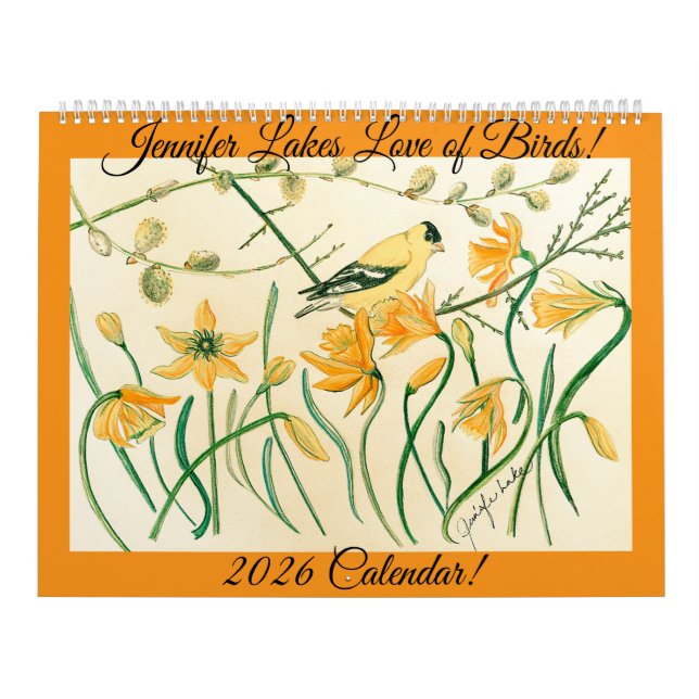 Calendrier des oiseaux 2026 de l’artiste Jennifer  (Protection)